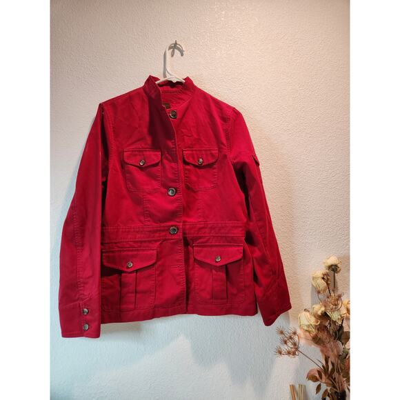 vintage Lauren Ralph Lauren Red Utility Cotton Jacket‎ M Military  barn chore - Picture 1 of 6